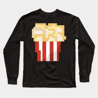 Pixel Art - popcorn full black Long Sleeve T-Shirt